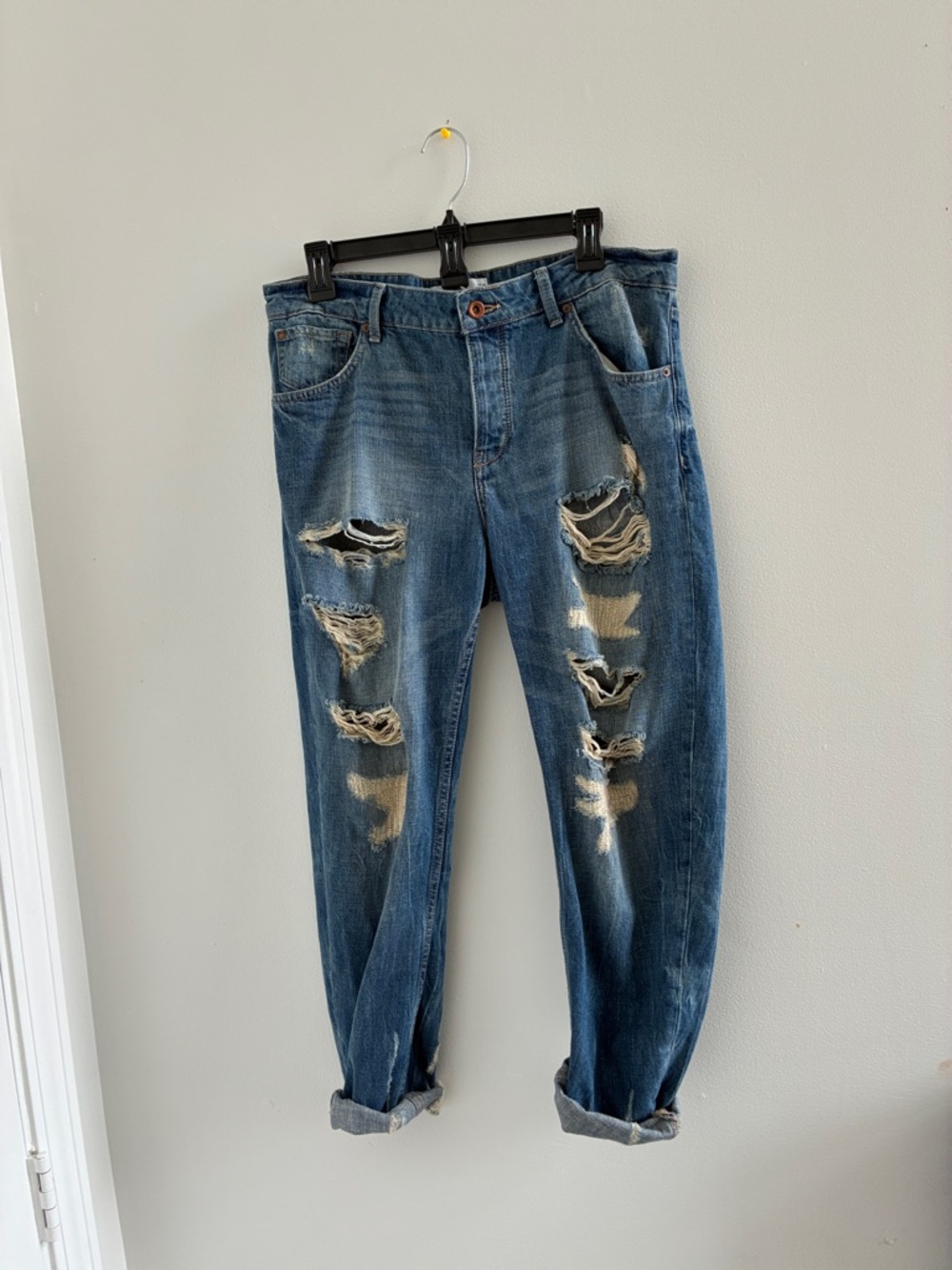 Mango Women’s Distressed Blue Boyfriend Jeans